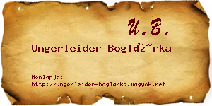 Ungerleider Boglárka névjegykártya